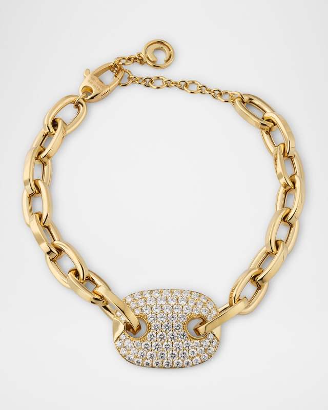 18K Yellow Gold Crivelli Pave Diamond Link Bracelet